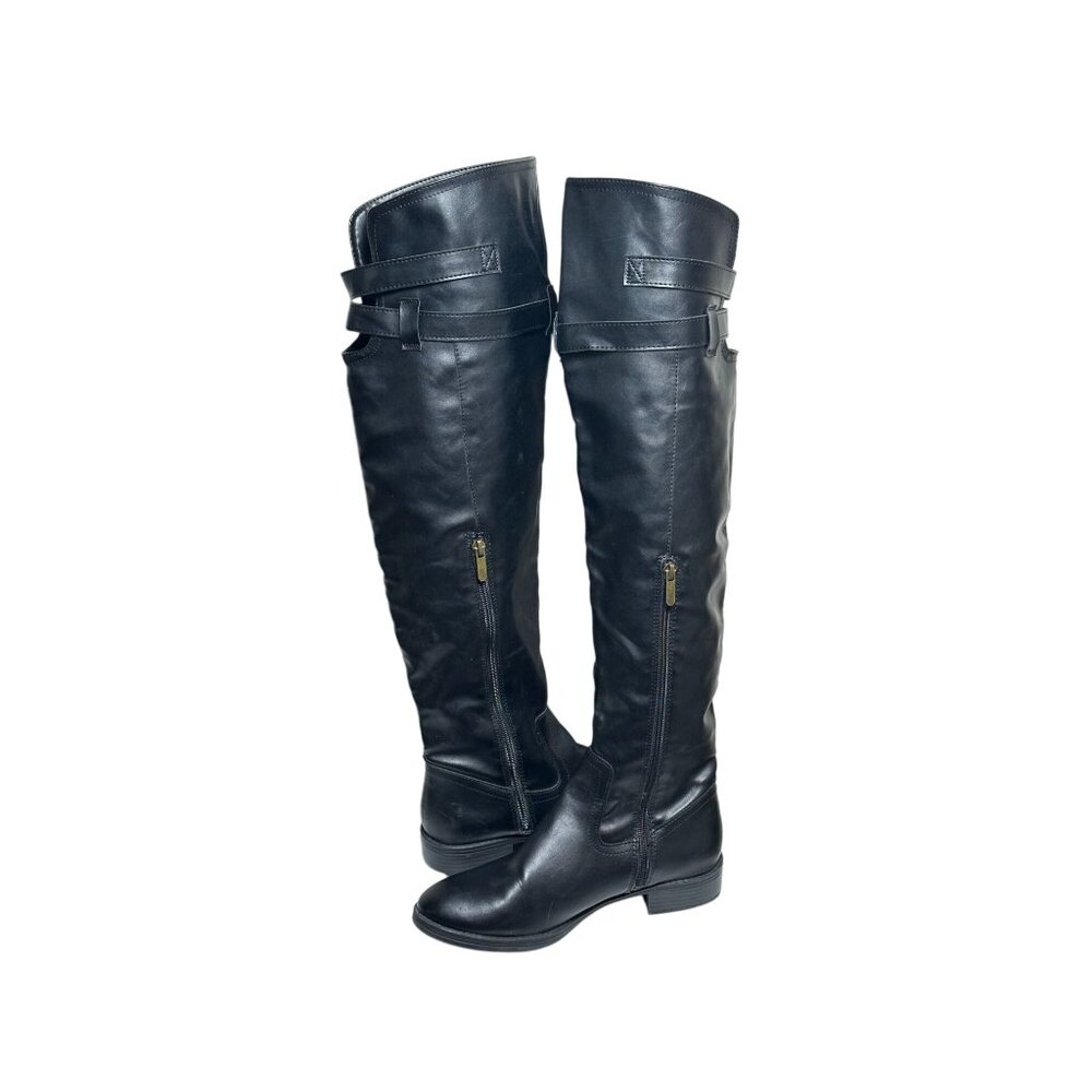 Libby Edelman Over The Knee Black Riding Boot Size 8 Tall Zip Equestrian Style